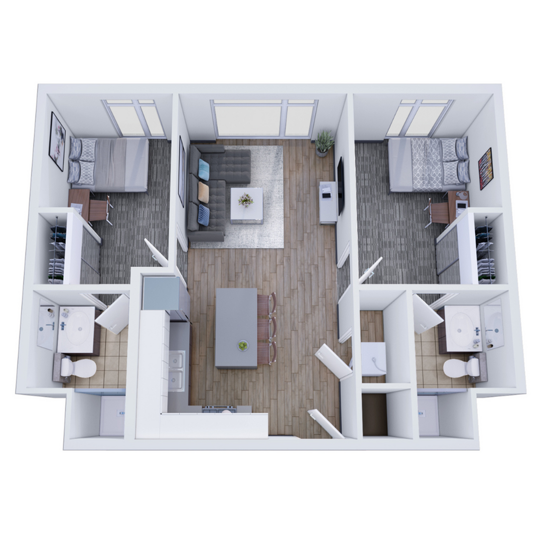 2BR/2BA – Terrace floor plan