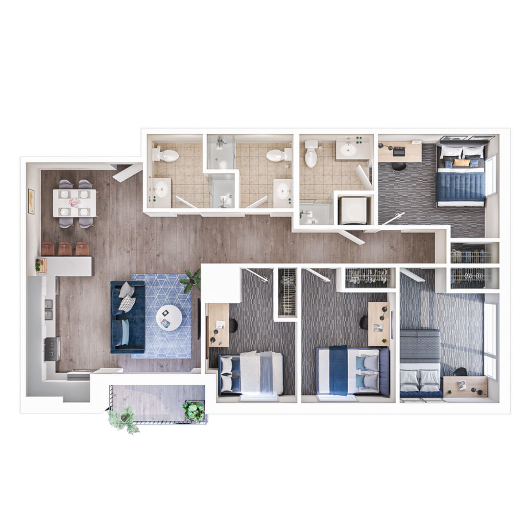 4BR/3BA – B Premium floor plan