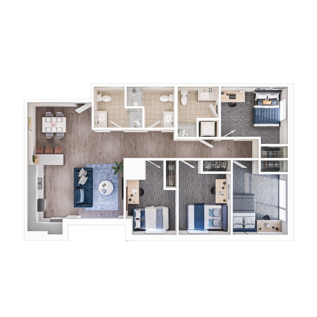 4BR/3BA – A Terrace floor plan