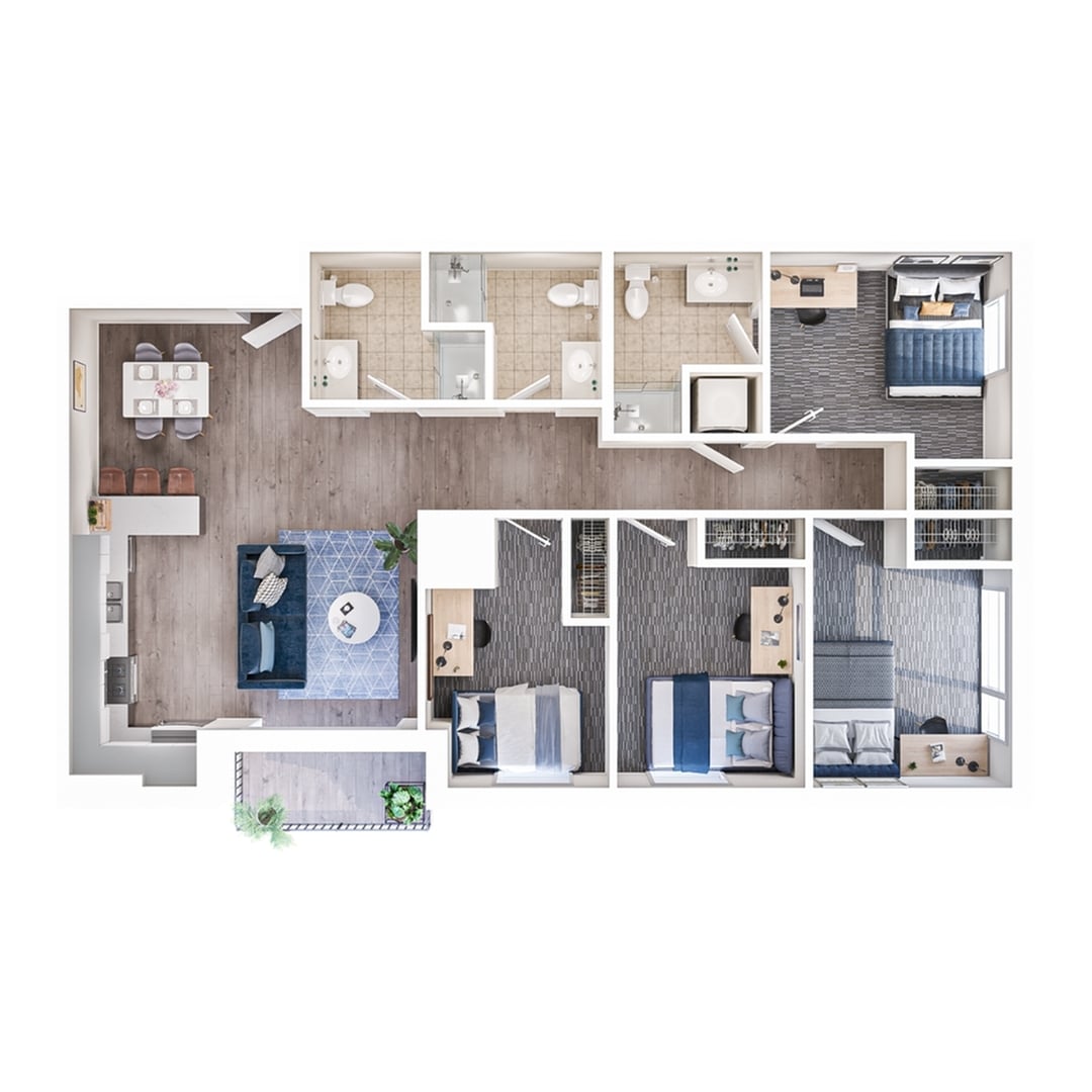 4BR/3BA – B Premium floor plan