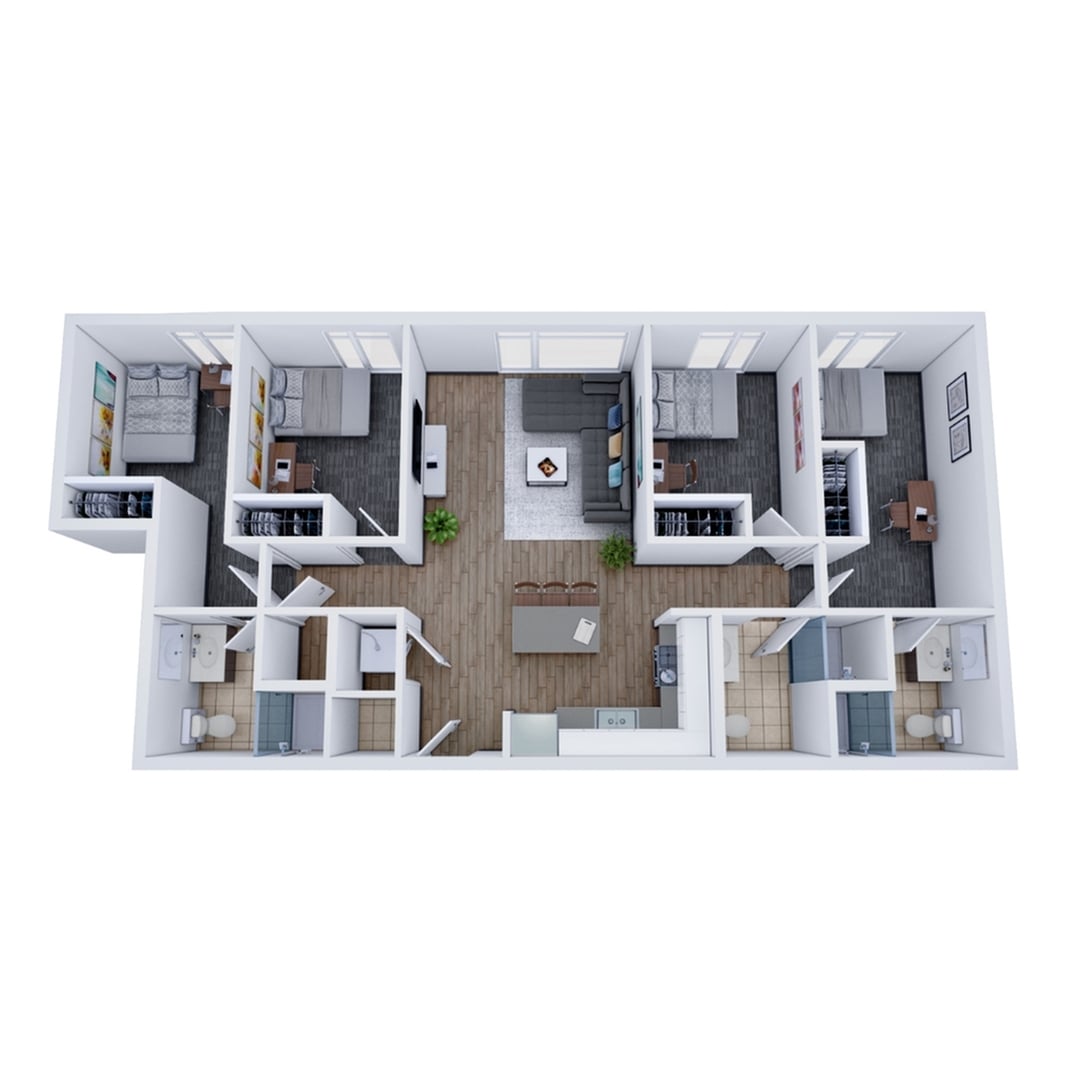 4BR/3BA – C Terrace floor plan