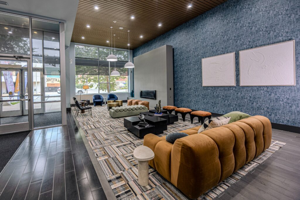 Lobby of the clubhouse at Latitude Lincoln