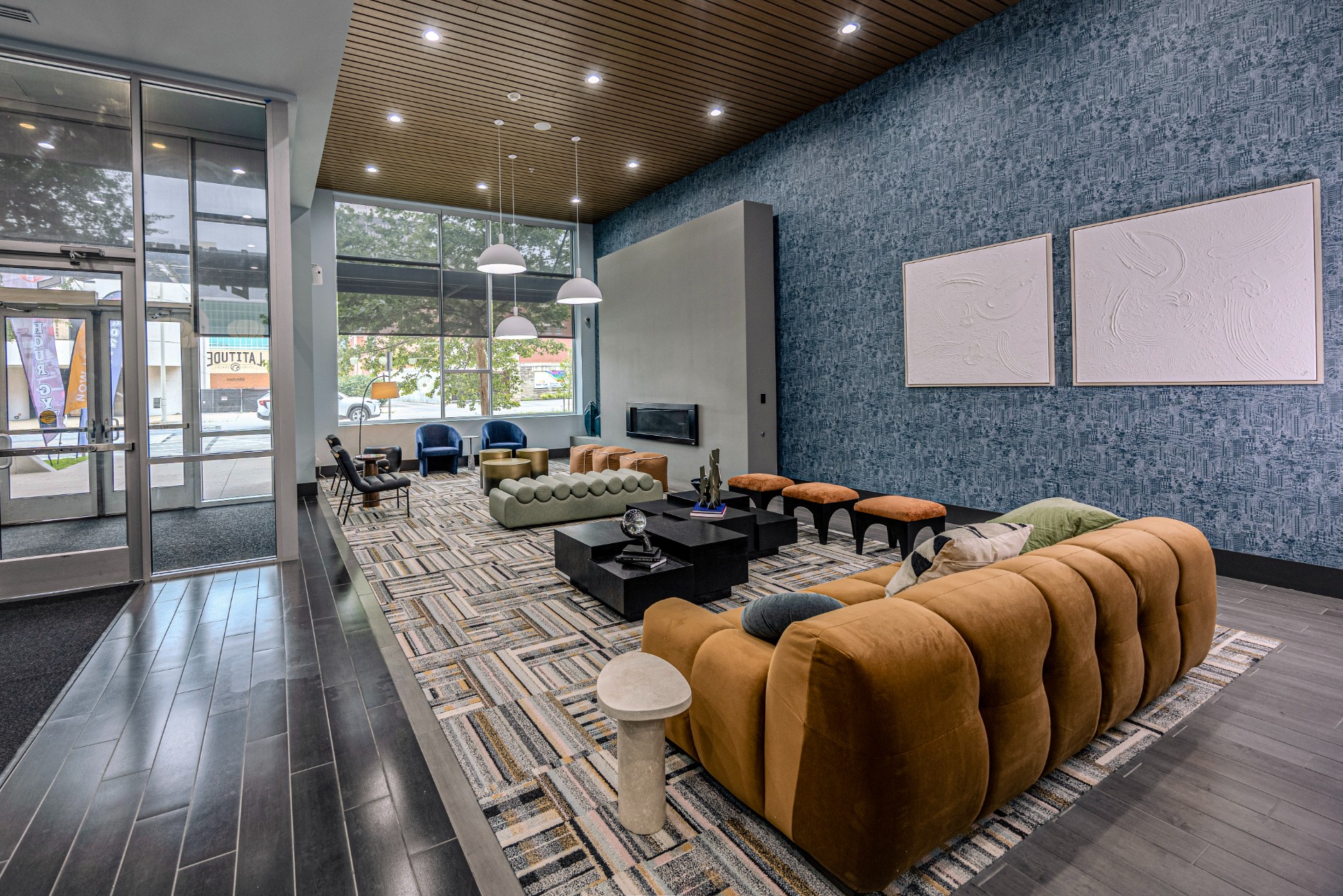 Lobby of the clubhouse at Latitude Lincoln