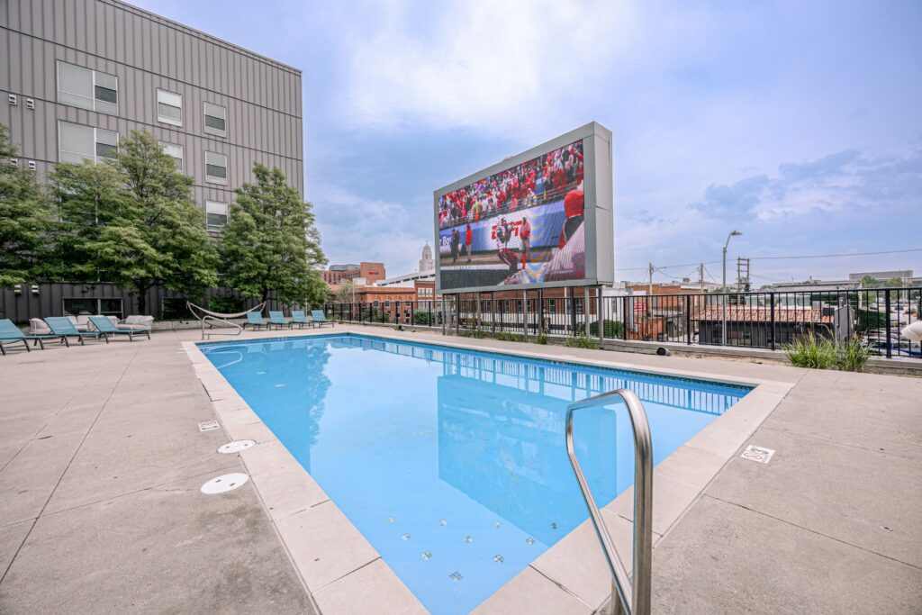 Swimming pool and jumbotron